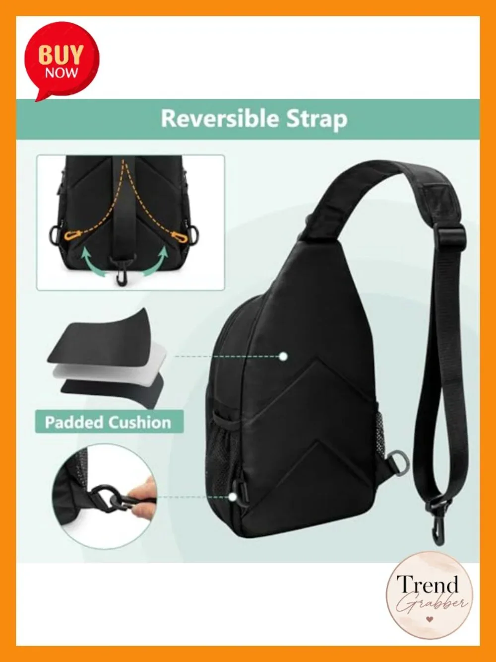 Ita Bag Crossbody Sling Display Pin Bag with Clear Window Chest Pack Backpack